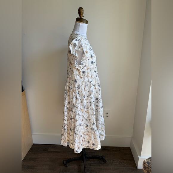 ORANGE CREEK IVORY FLORAL TIERED EMBROIDERED MATERNITY DRESS SIZE MEDIUM - Picture 4 of 9